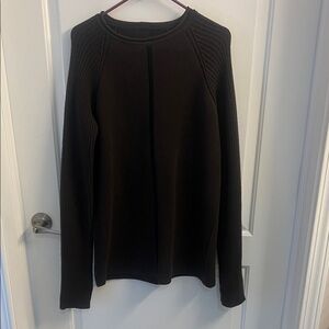Rick Owens Brown Knit Sweater with Black Stripe down center. And a thumb hole.